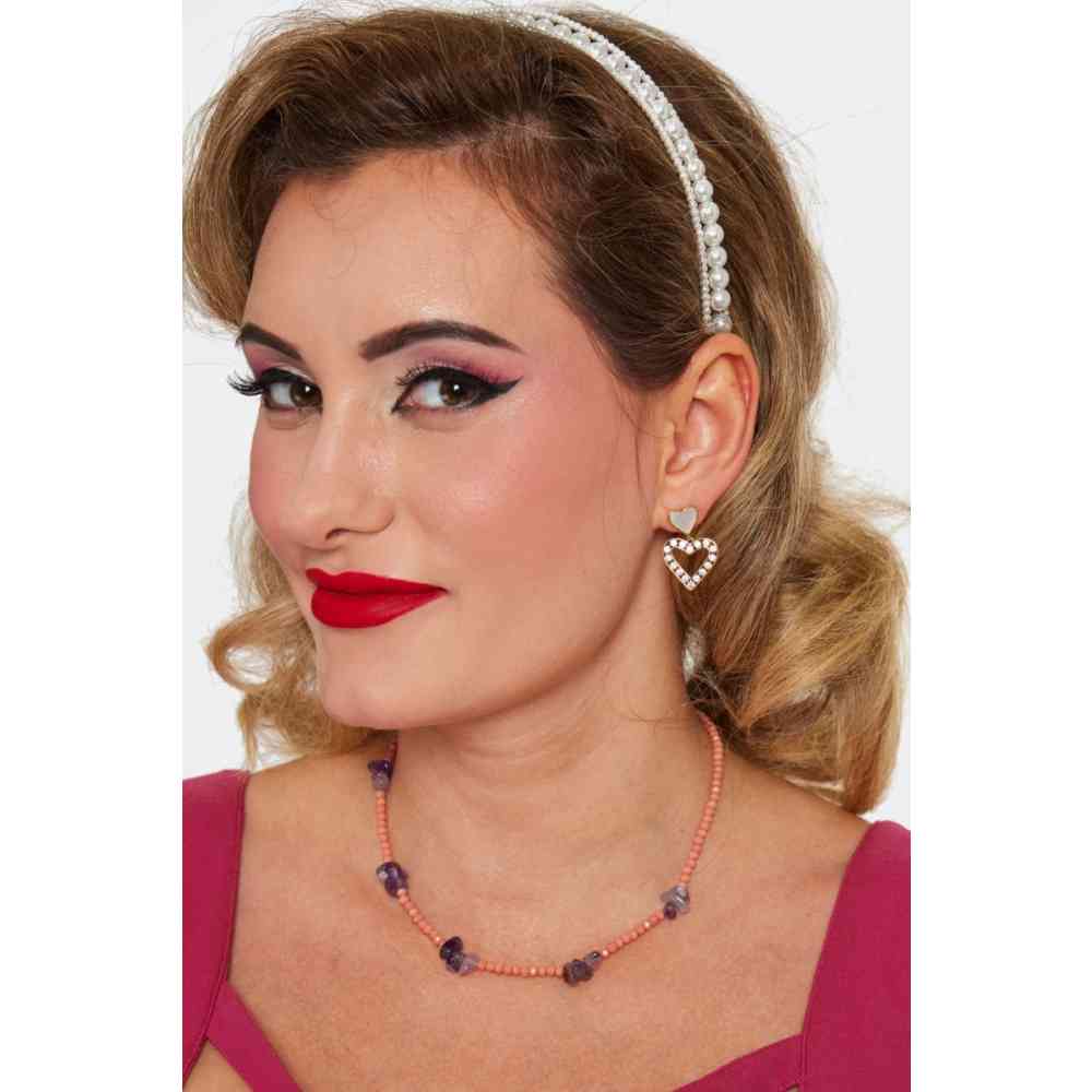 Voodoo Vixen - Diamante Heart Drop Ohrringe - Goldfarben